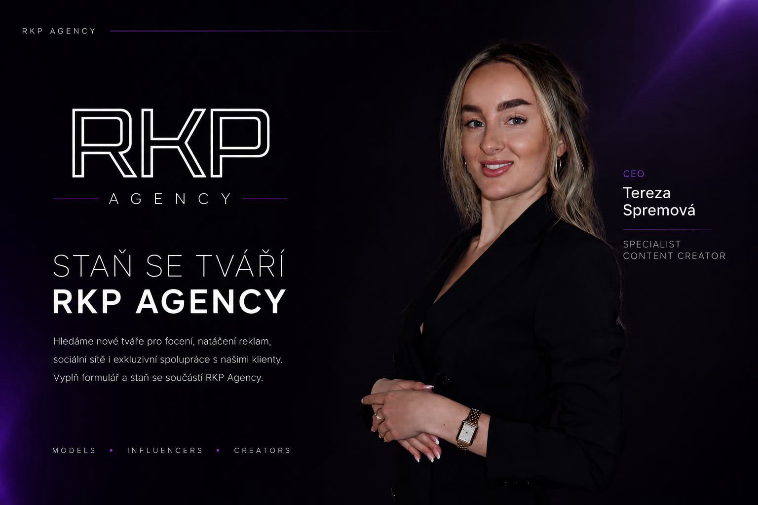 Staň se tváří RKP Agency — hledáme nové tváře pro focení, natáčení reklam a kampaně