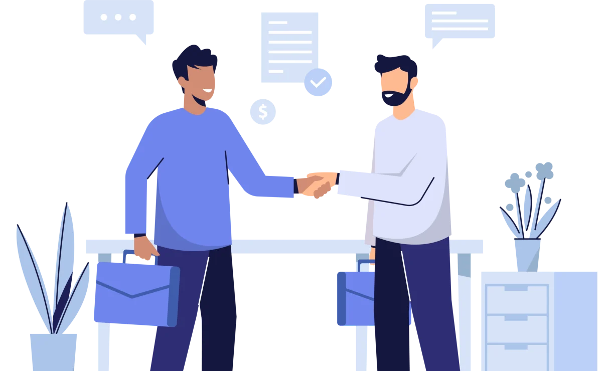 Podání rukou dvou podnikatelů — B2B partnerství