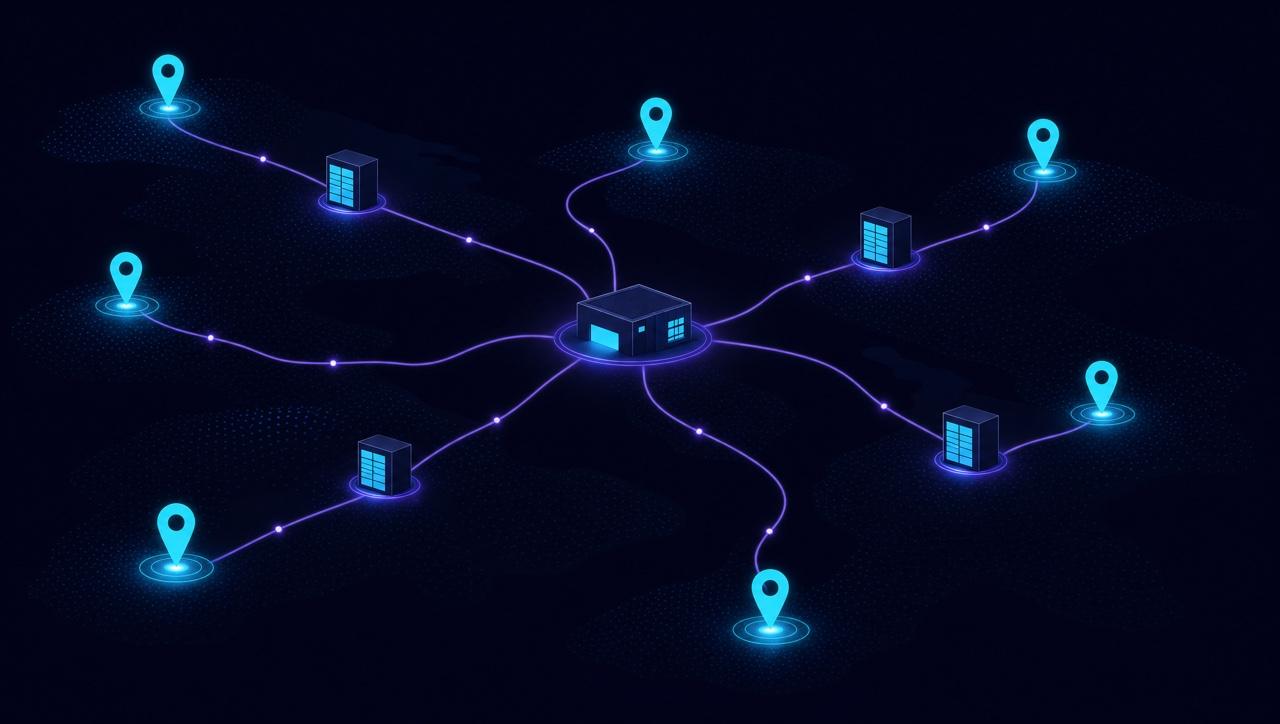 Czech parcel delivery network: a central hub connected to pickup points and lockers