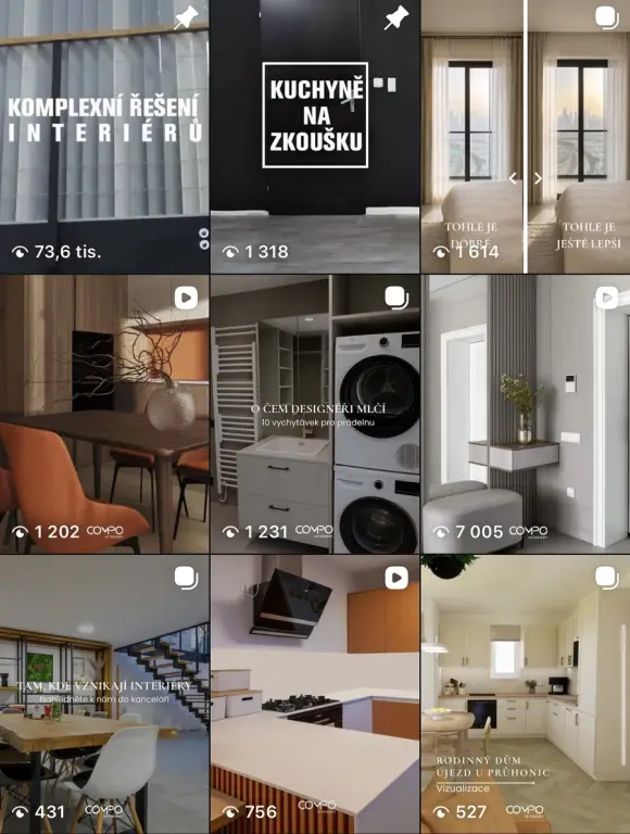 Compo Interiéry — Instagram profil pod správou RKP Agency