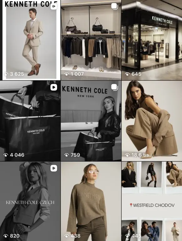Kenneth Cole — Instagram profil pod správou RKP Agency